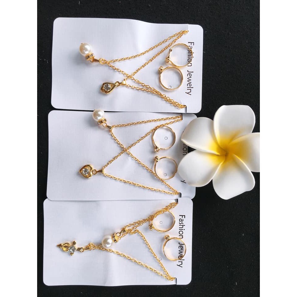 Bộ vòng cổ đôi kèm nhẫn siêu xinh