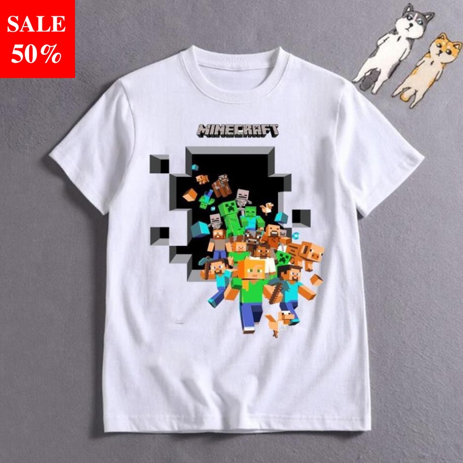 BST Áo thun Minecraft siêu đẹp | Áo trẻ em Mine Craft cho bé trai | bé gái độc chất