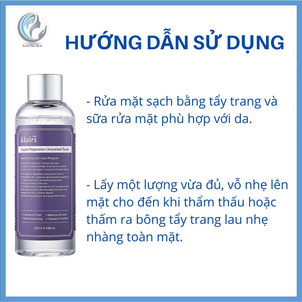 Toner Klair nước hoa hồng klair không mùi cho da nhạy cảm TN03