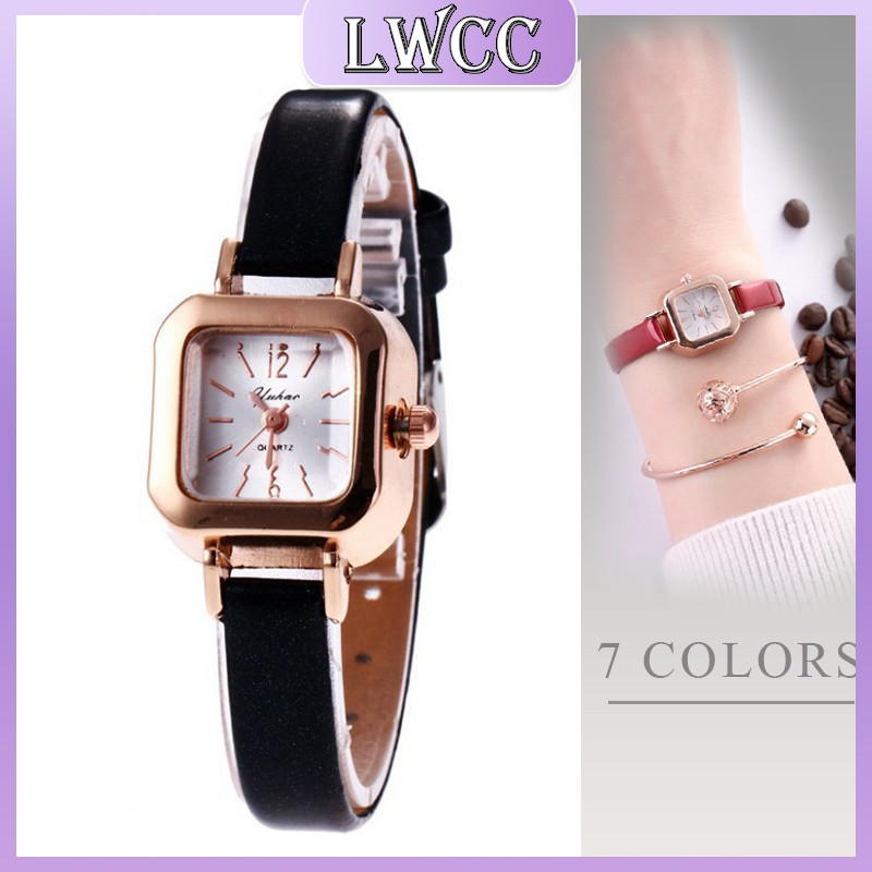 Đồng hồ máy thạch anh LWCC 213 dây da mặt số nhỏ phong cách đơn giản cho nữ