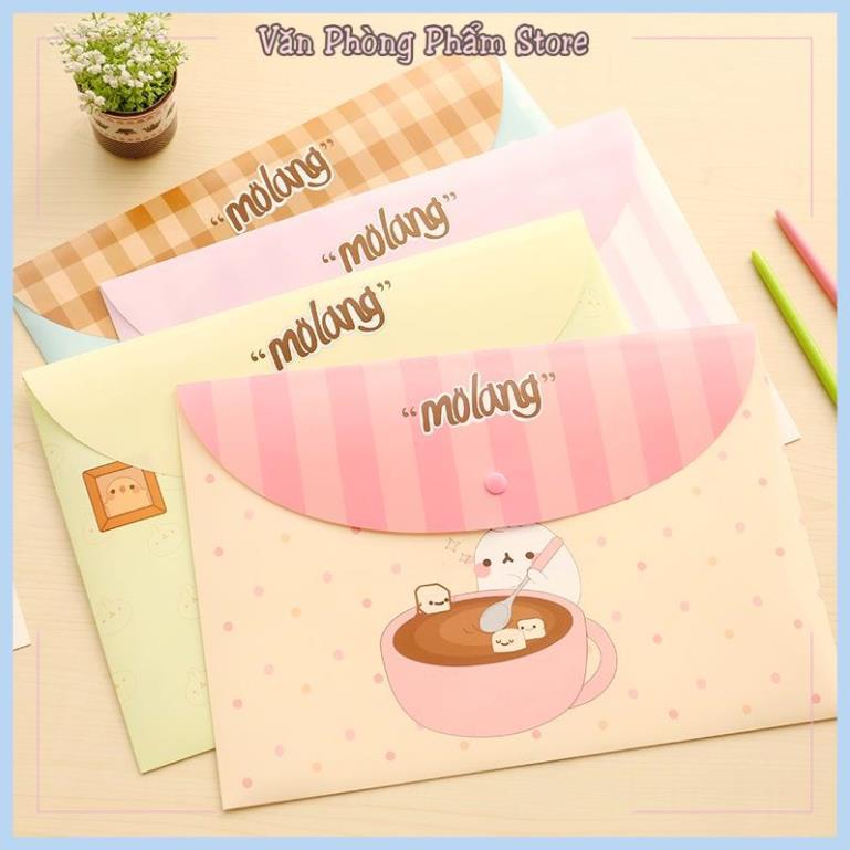 Túi đựng tài liệu A4 , túi đựng hồ sơ hình dễ thương chống nước Molang sticker