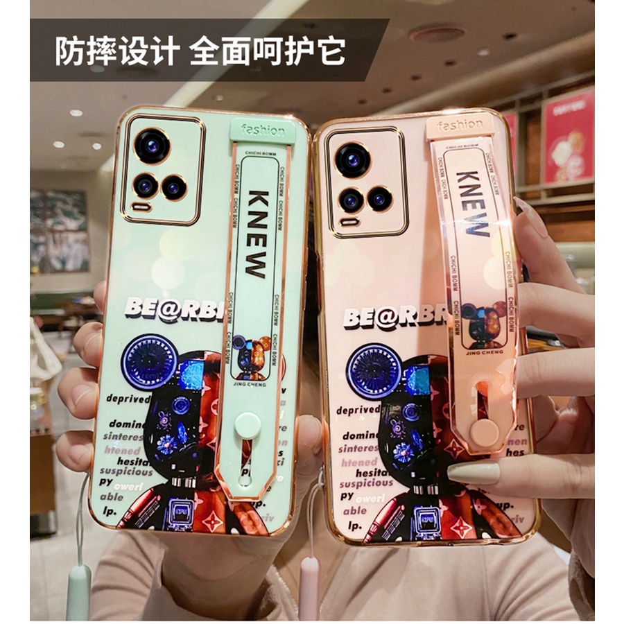 Ốp lưng Vivo Y21 Vivo Y21S Vivo Y33S điện thoại mạ điện hình gấu 3D thời trang cho