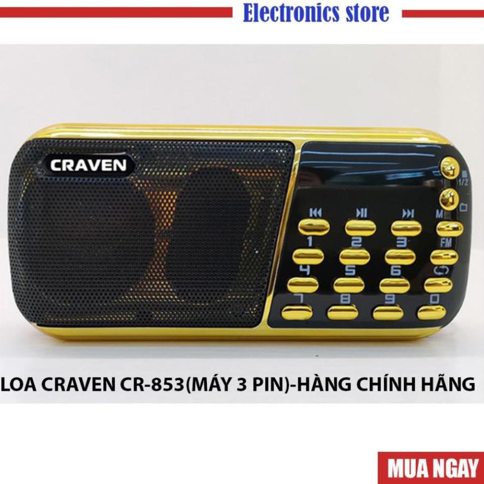 Loa đài CRAVEN CR-853, 3 Pin siêu khỏe, Nghe pháp/Bé học tiếng Anh/USB/thẻ nhớ/đài FM - BH 6 tháng 1 đổi 1
