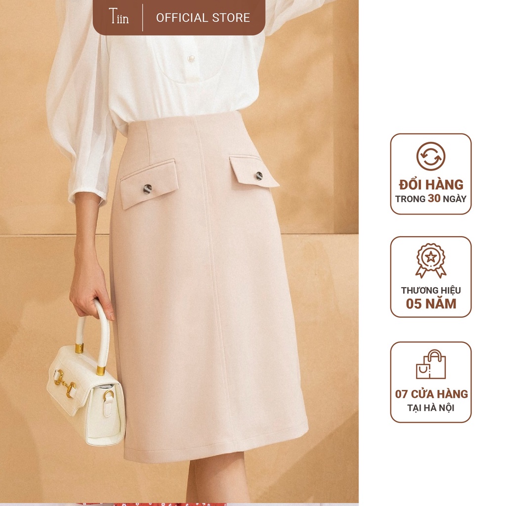 Chân váy dáng dài cạp liền thân bổ 2 nắp túi TIIN STORE CHD042