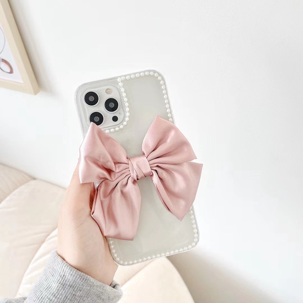 Ốp điện thoại mềm trong suốt đínhn nơ sang trọng cho OPPO A5S F7 F9 A9x A9 A12 A7 R17 pro F11 pro K1 R15X