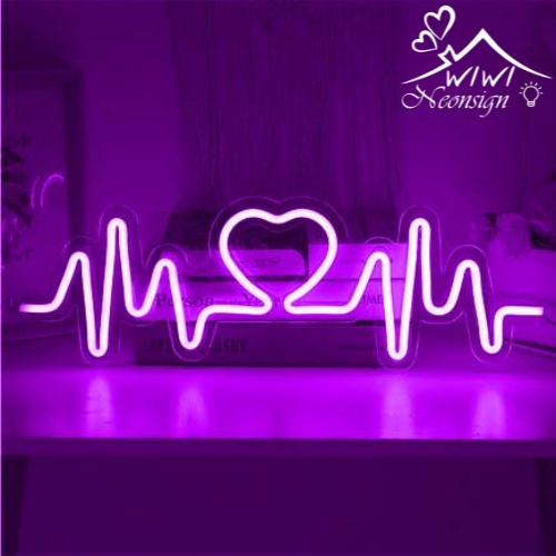 Đèn led neon hình nhip đập trái tim | 52x16 cm | Đèn led neon theo yêu cầu trang trí decor quà tặng cực chất