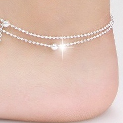 Lắc chân nữ dây bi cườm xi mạ bạc 925 trắng sáng phụ kiện trang sức hot trend hàn nhật - namimi