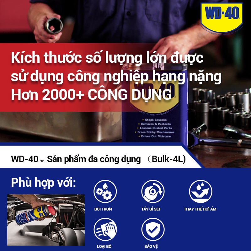Thùng Dầu Tẩy Rỉ Sét WD 40 Multi Use Dầu Chống Rỉ Bôi Trơn Vệ Sinh Làm Sạch Đa Năng Chính Hãng 1 Gallon 4 Lít