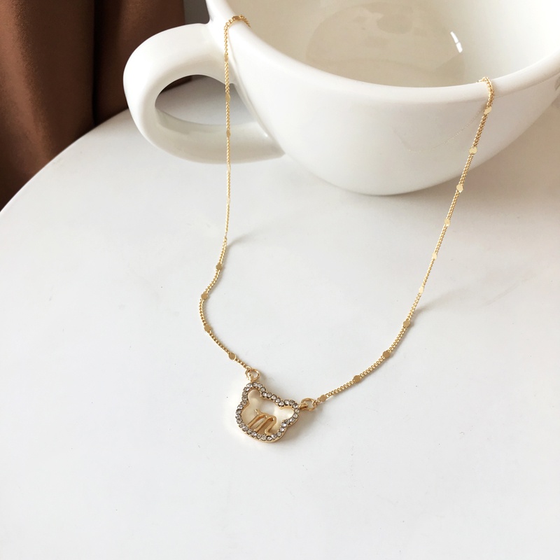 Dây chuyền nữ mạ vàng mặt gấu đính đá VC002 Leous Accessories
