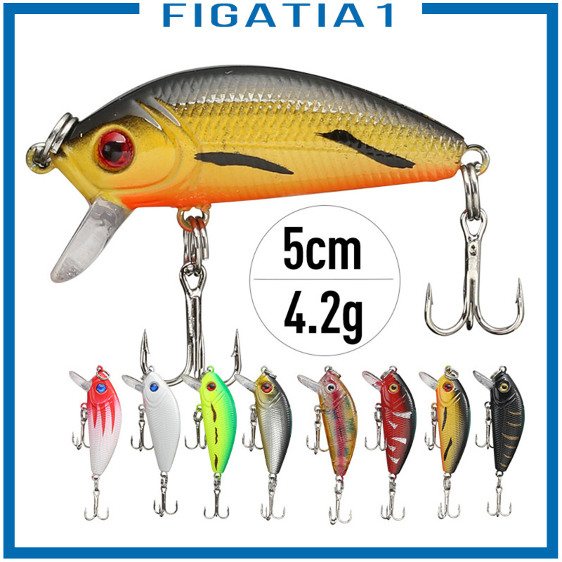 [FIGATIA1]8x Realistic Fishing Lures Surface Hook Topwater Lure Swimbait for Bass Pike