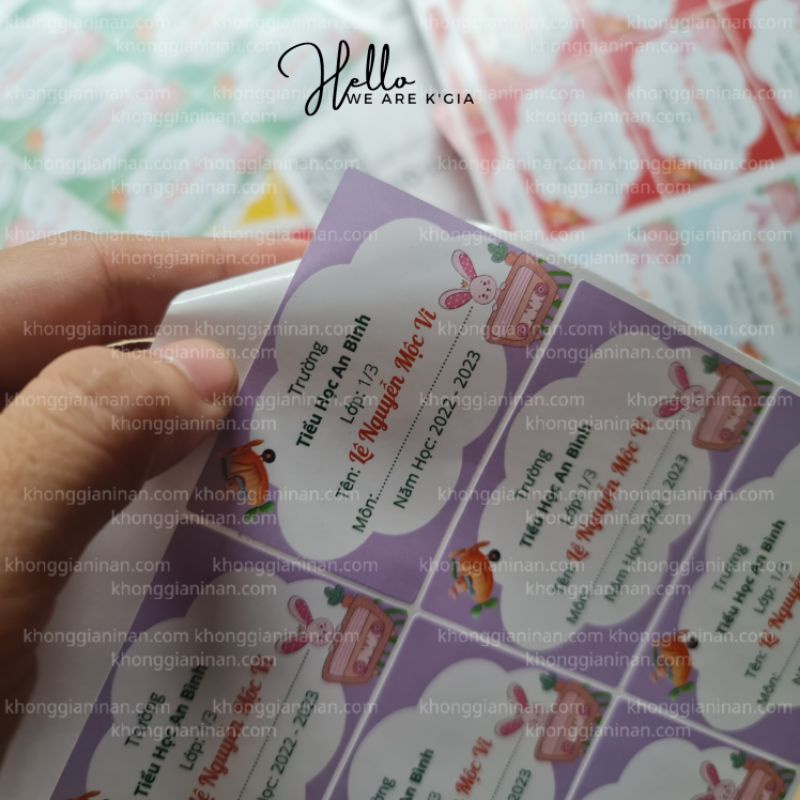 Tem Nhãn Vở Cấp 1 2 3 - made by khonggianinan - màu sắc - hình ảnh sắc nét tạo hứng thú cho bé đi học