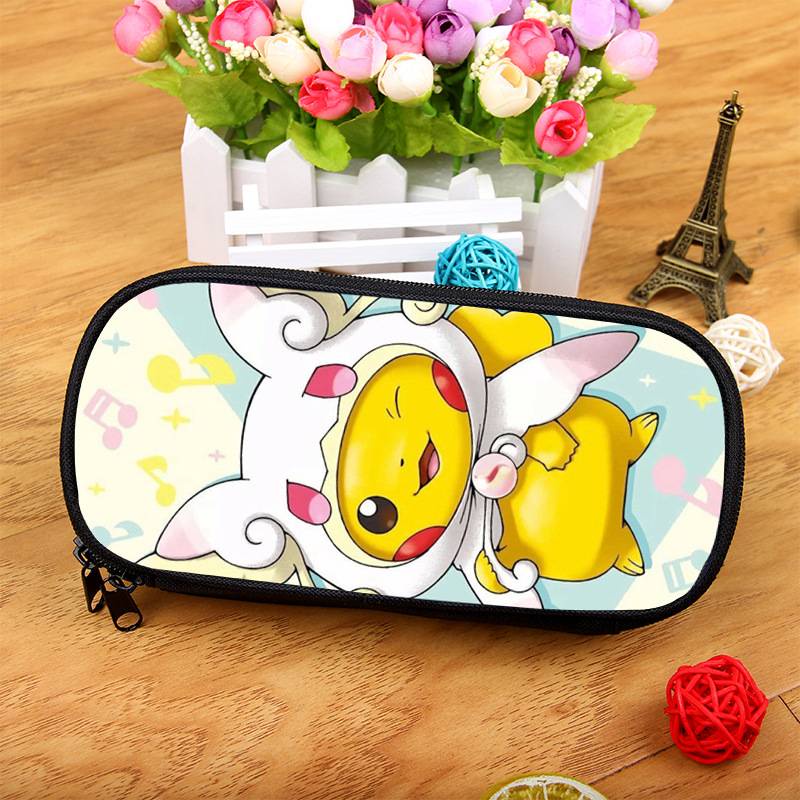 Túi Đựng Bút Chì In Hình Pokemon Pikachu Dung Tích Lớn Cho Bé