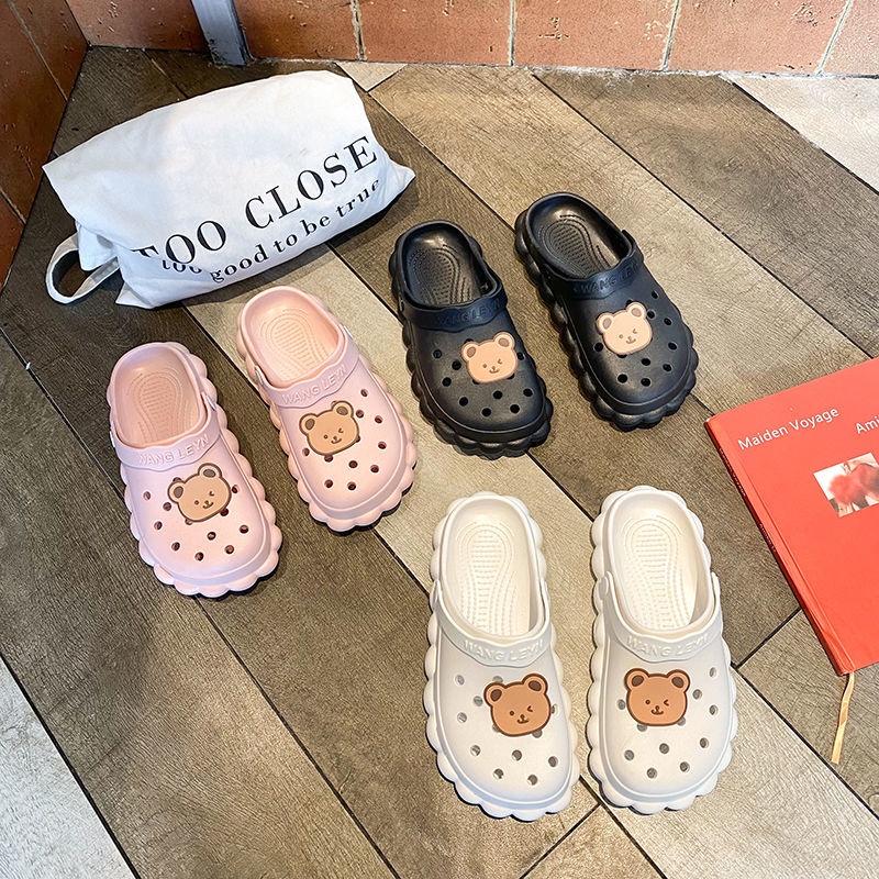 Oeggeo shop Dép Mũi Tròn Đi Ngoài Trời Cho Nữ