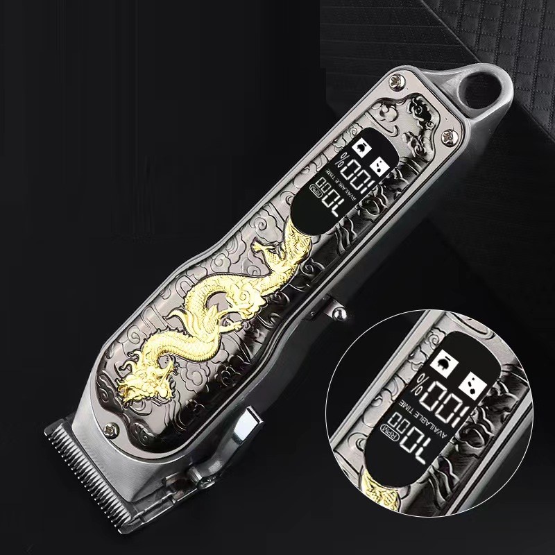 Tông Đơ Cắt Tóc Chuyên Nghiệp Không Lõi Có Đèn LED Vàng Khắc Hình Rồng Có Thể Sạc Lại Cho Nam