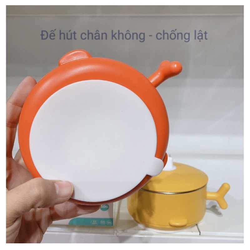 Bát ăn dặm inox giữ nhiệt, chống đổ cho bé