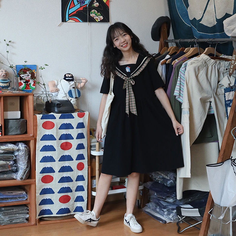 Đầm midi Màu Đen Phong Cách Thời Trang Nhật Hàn Ngọt Ngào Xinh Xắn