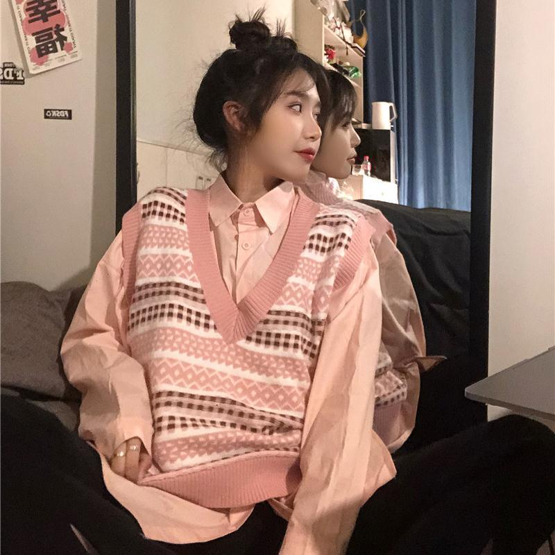 Áo Dệt Kim Nữ Sát Nách Cổ Chữ V Phong Cách Hàn Quốc