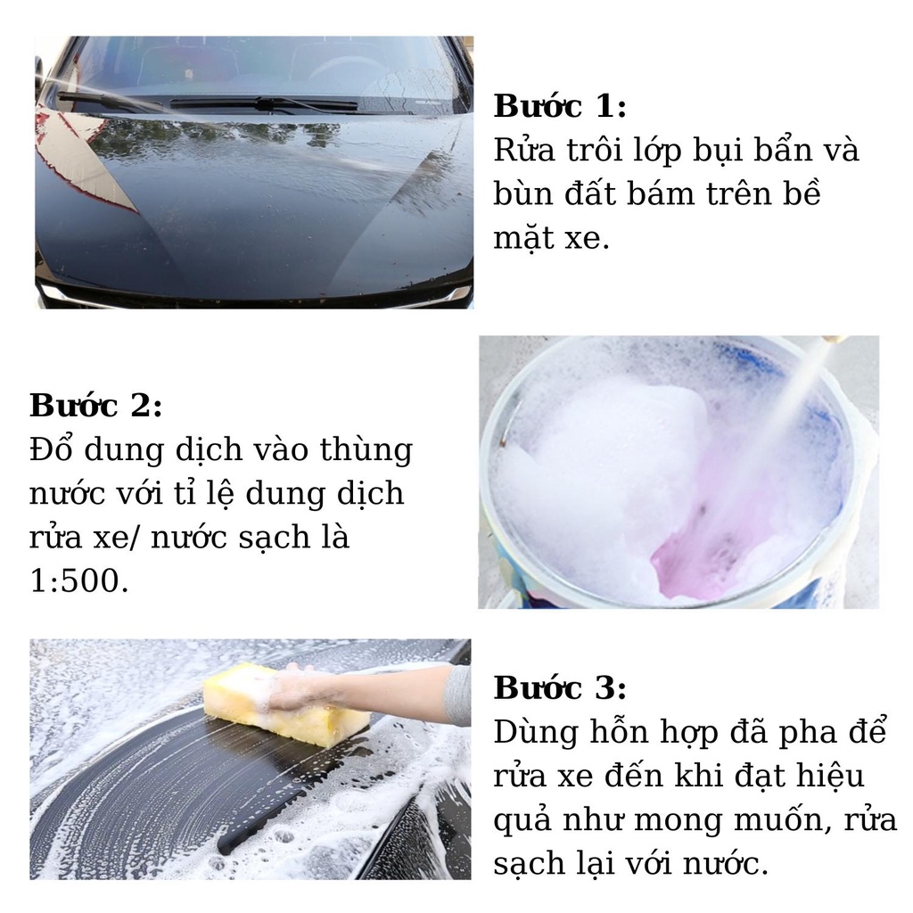 Nước rửa xe tạo bọt đậm đặc, dung dịch tẩy rửa tại nhà hương trái cây - gói dùng thử CAR WASH 6 SPECIAL FEATURES