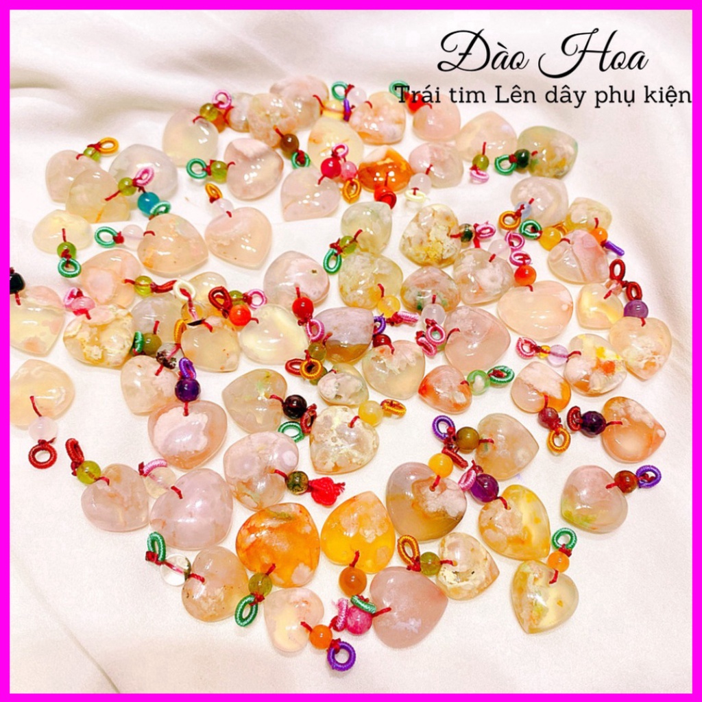 Mẫu hot Mặt dây chuyền hình tái tym đá hoa anh đào nổi bật có 3 size để chị em lựa chọn hàng đẹp
