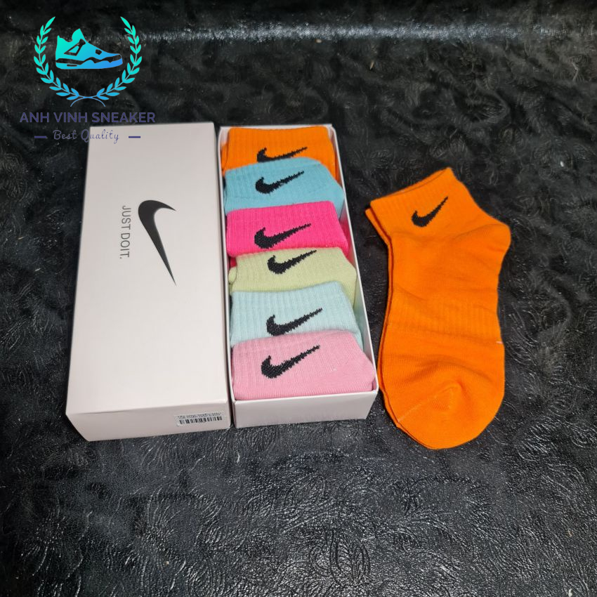 Tất Nike cổ thấp nhiều màu nữ vớ cổ ngắn thể thao cao cấp hộp 6 đôi