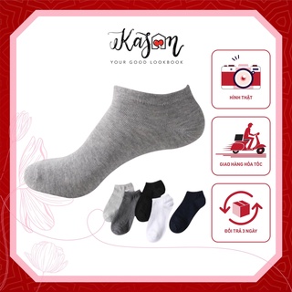 Set 2 đôi vớ nam nữ cổ ngắn thời trang công sở màu trơn