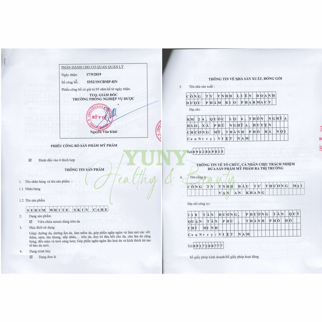 Serum trắng da White Skin Care VAK tinh chất dưỡng ẩm chống lão hoá da mặt mờ nám, hộp 30 viên