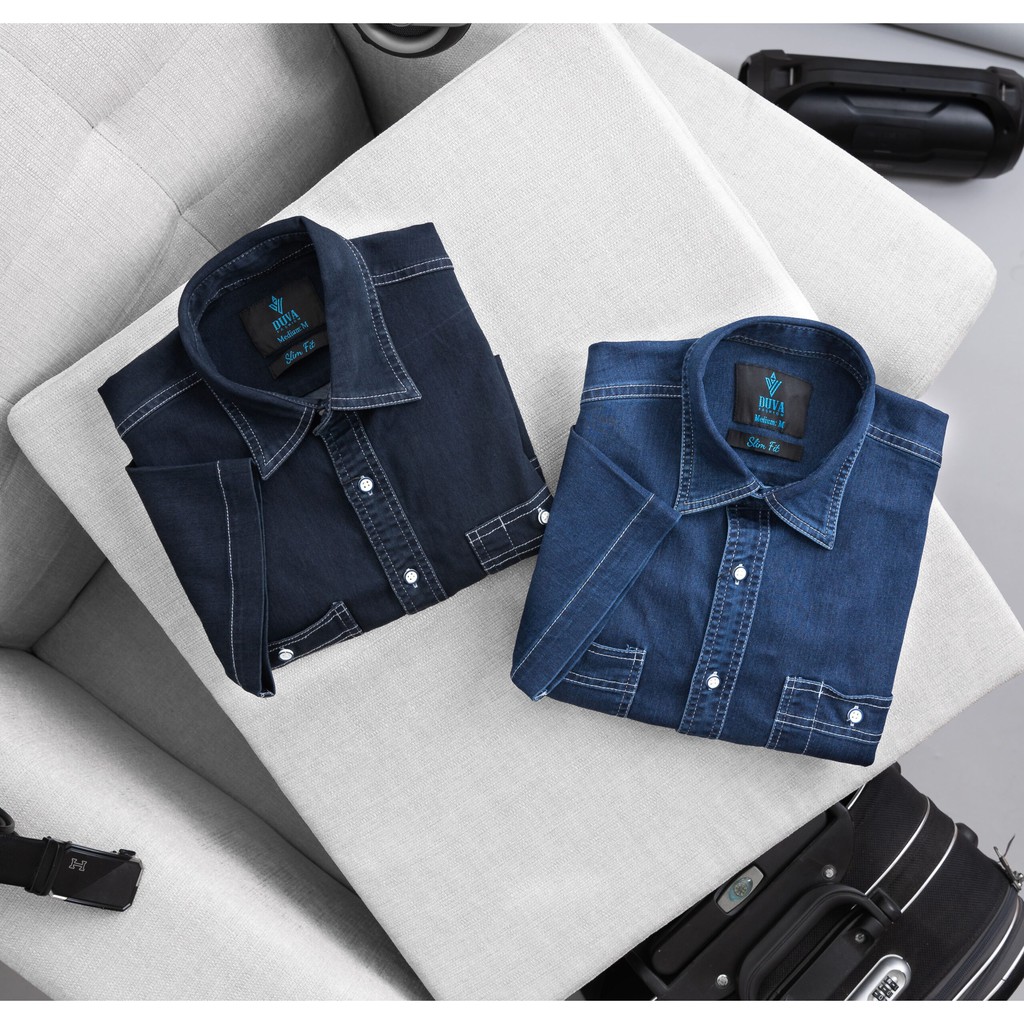 Áo Sơmi Denim ngắn tay Nam SM03 | BigBuy360 - bigbuy360.vn