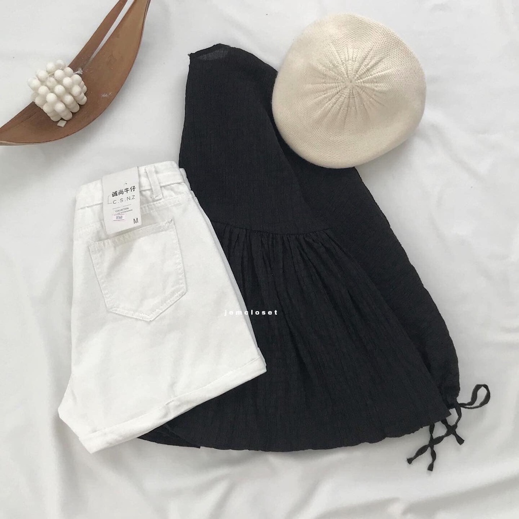 Quần Short Jean Nữ JEM CLOSET Thiết Kế Basic Quần Đùi Nữ Ống Rộng COSON Có Móc Cài Chỉnh Eo Lên Form Siêu Tôn Dáng 2768