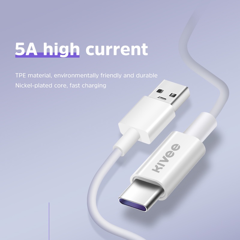 Cáp sạc nhanh KIVEE CT208/CT209 5A từ Micro USB sang Type C