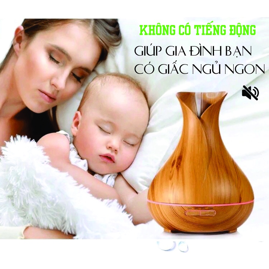 Máy Xông Tinh Dầu Đèn Xông Tinh Dầu Bình Hoa TuLip 550ml BH 18 Tháng