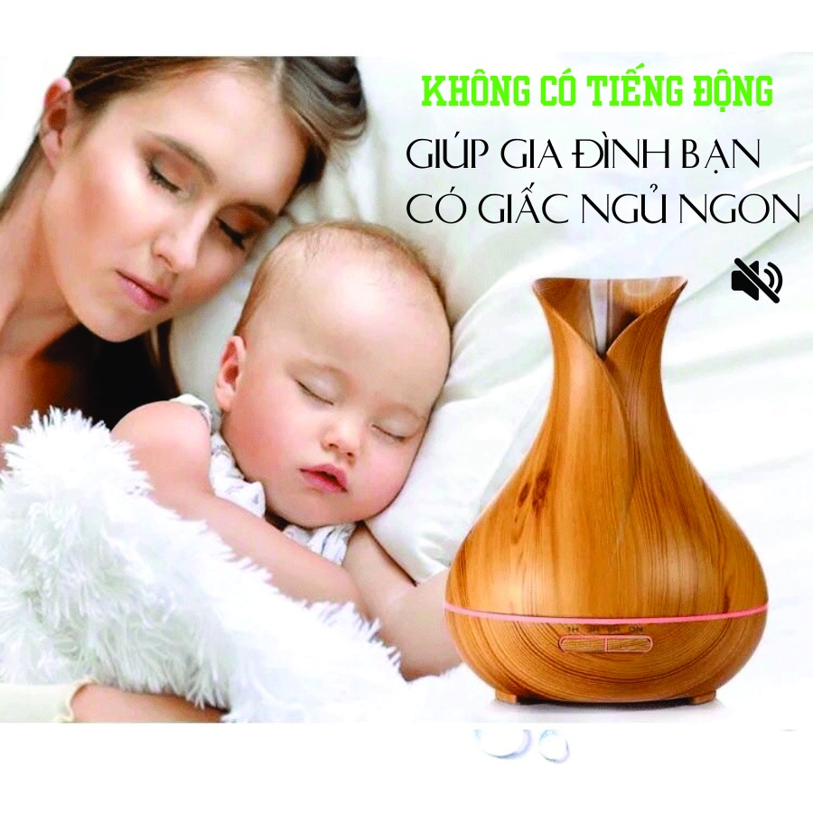 Máy xông Khuếch tán Tinh dầu Bình hoa 550ML tự ngắt khi hết nước, cân bằng độ ẩm trong phòng điều hoà