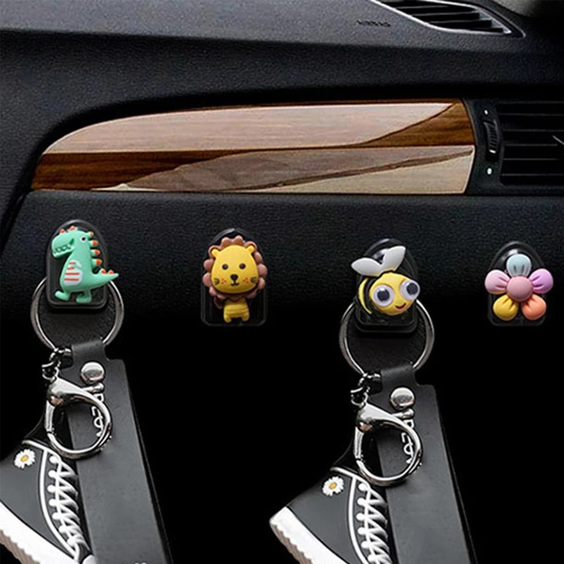 Set 2 Móc Treo Đồ Mini Tự Dính Gắn Sau Ghế Xe Hơi Hình Hoạt Hình