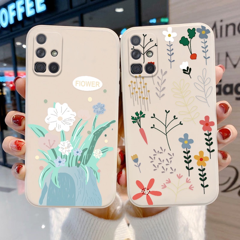 Ốp điện thoại họa tiết hoa lá bảo vệ toàn diện cho Samsung A51 A71 A31 A52 A50 A32 A12 M12 A30S A50S