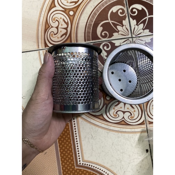 Dụng cụ lọc rác bồn rửa chén inox lồng sâu có quai cầm