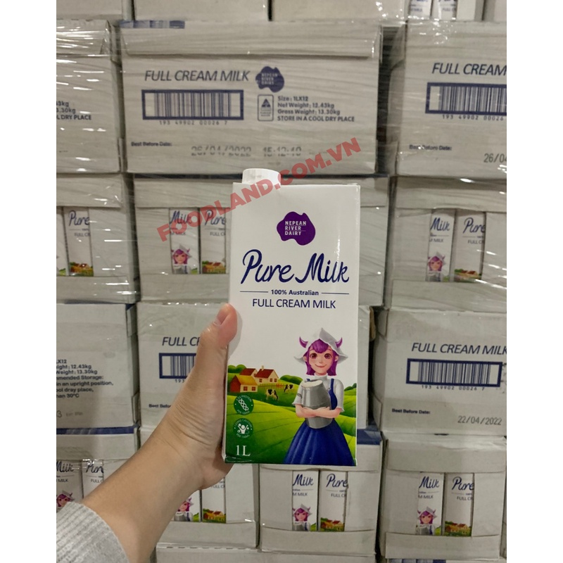 Sữa tươi nguyên kem tiệt trùng Pure Milk 1Lit - nhập khẩu ÚC - làm bánh, uống liền