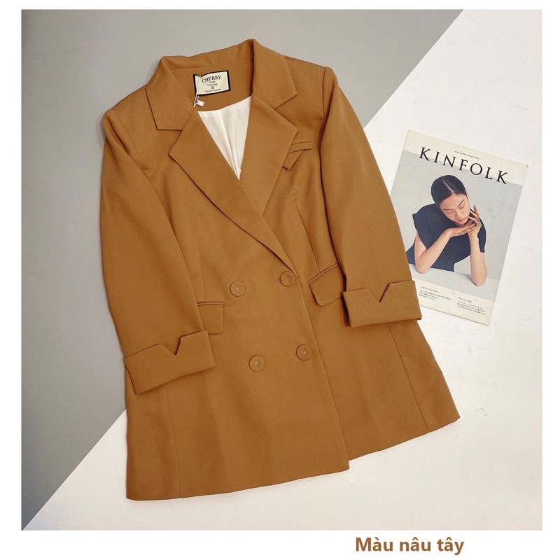 Áo blazer thiết kế nắp túi tam giác 2 lớp