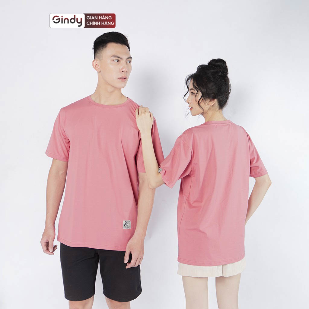 Áo phông thun trơn nam nữ chất cotton GINDY tay lỡ nhiều màu form rộng basic phong cách thời trang unisex A038