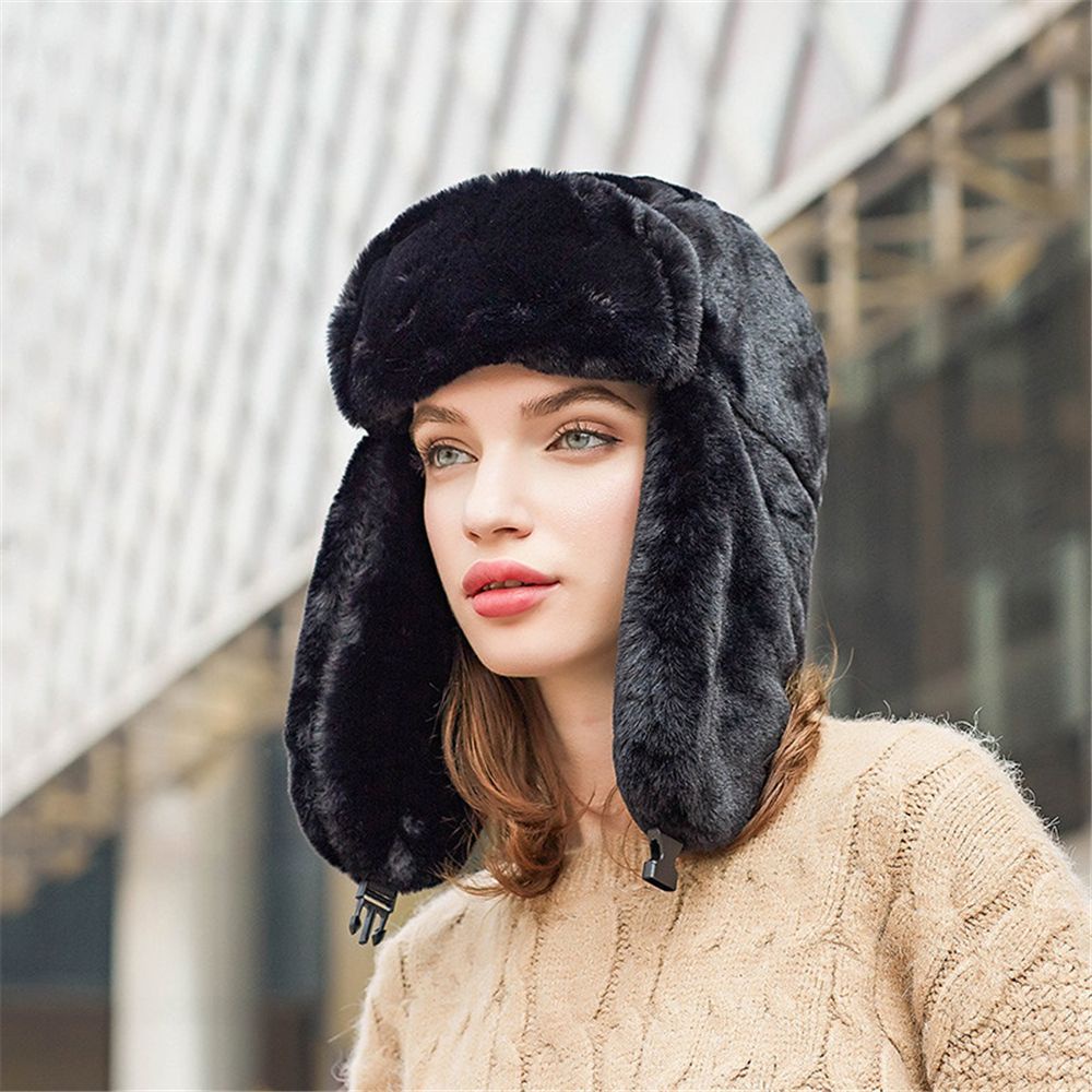 Mũ trùm Ushanka Nga có vạt che tai vải lông dày chống gió giữ ấm trong mùa đông cho nam và nữ màu sắc tùy chọn