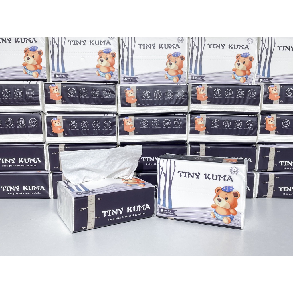 Giấy Ăn Cao Cấp Tiny Kuma 4 Lớp Mềm, Dai, Thành Phần Bột Gỗ Tự Nhiên - Tiny Sun