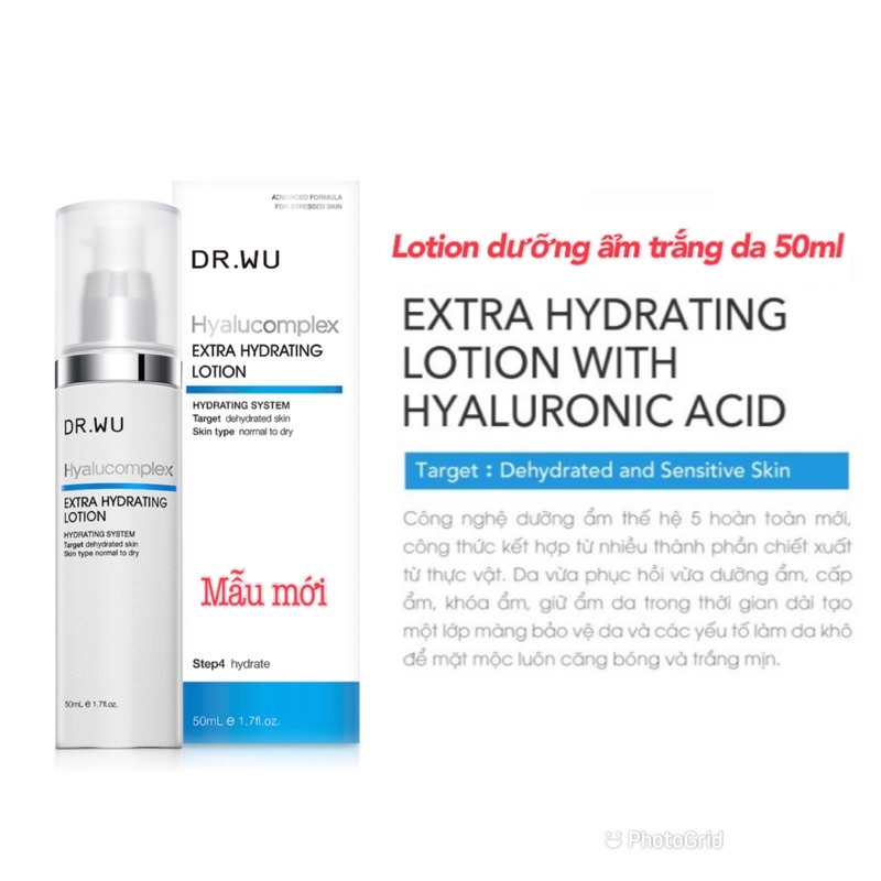 (Bill DR.WU) Lotion dưỡng ẩm cấp nước 50 ml - Extra Hydrating Lotion With Hyaluronic Acid 50ml