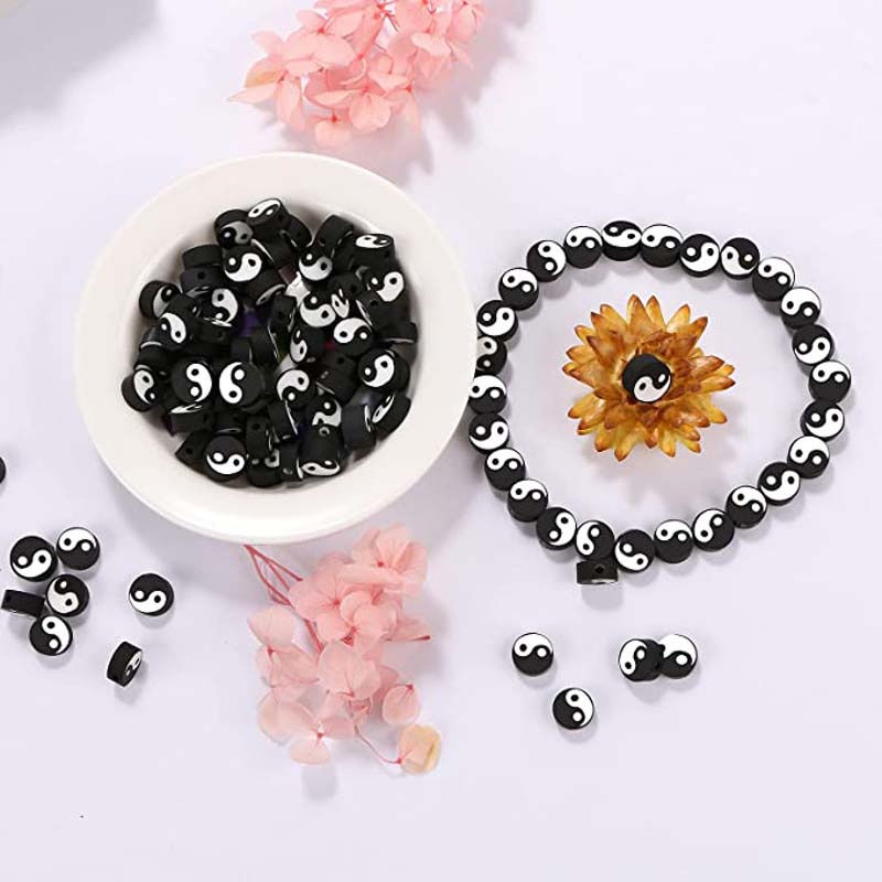 Bộ 50 Hạt Tròn 10mm Bằng Đất Sét Polymer Siêu Nhẹ Dùng Làm Trang Sức DIY