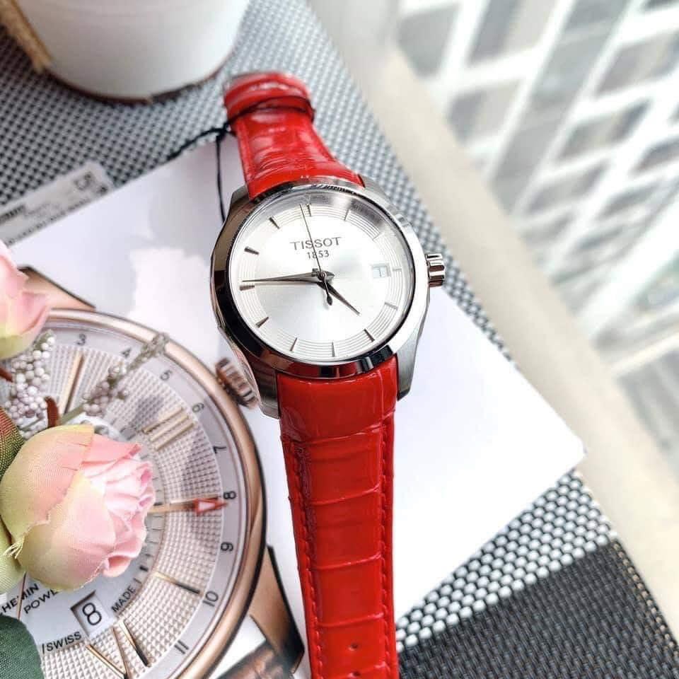Đồng hồ nữ Tissot Couturier chính hãng dây da đỏ đẹp sang trọng