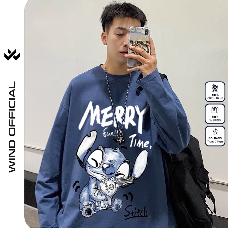 Áo thun tay dài WIND phông unisex form rộng MERRY sweater thời trang nam nữ oversize