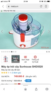 Máy ép hoa quả Sunhouse