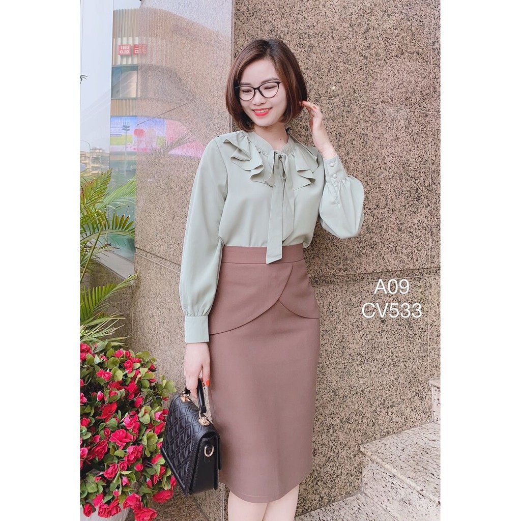 Chân váy bút chì bèo chéo bụng LELY CV 533 Bèo Chéo Bụng ,Nữ Tính, Nhẹ Nhàng
