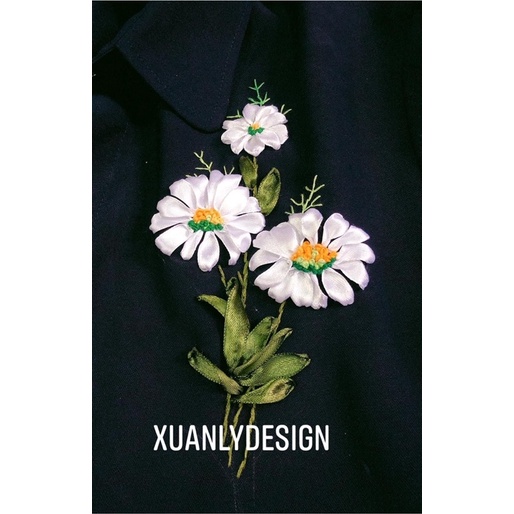 Hoa ruy băng kết áo mẫu cúc đồng tiền