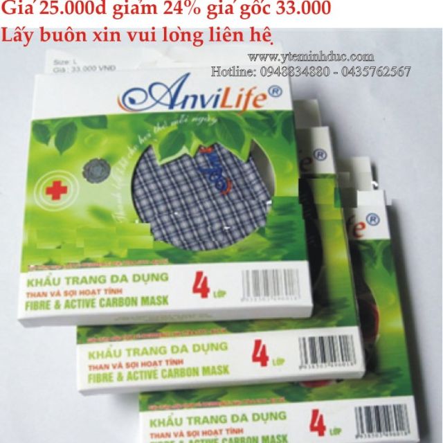 Khẩu Trang Vải Than Hoạt Tính Kháng Khuẩn Lọc Bụi Anvlife