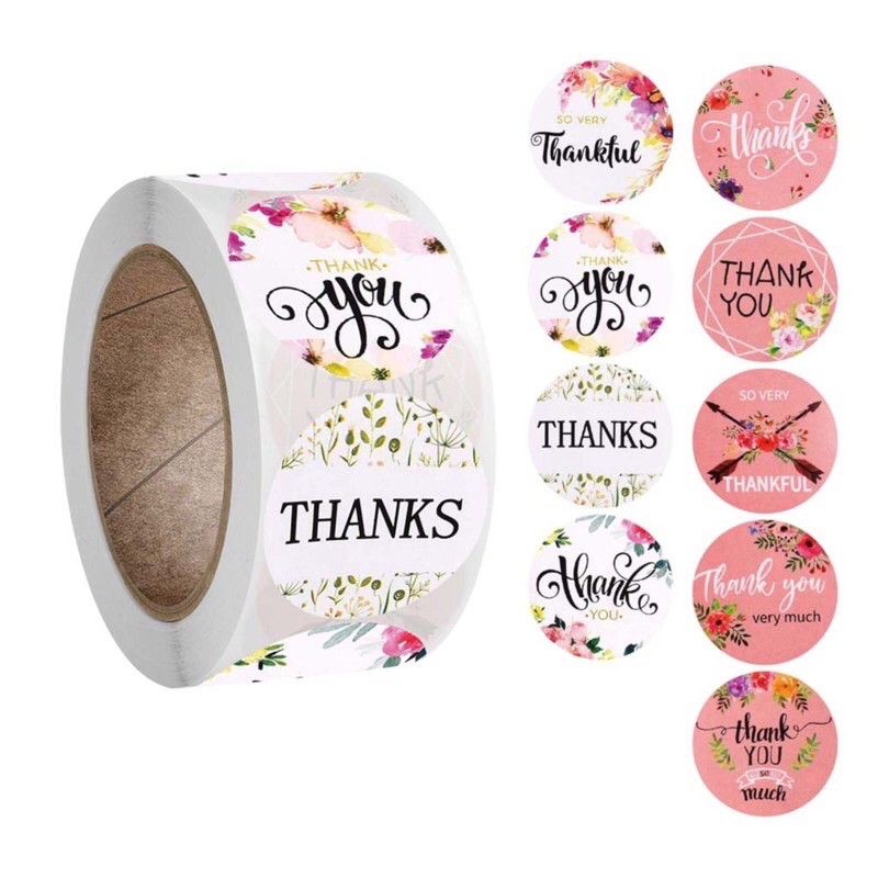 [22 MẪU] Cuộn tem thank you, nhãn dán cảm ơn 2.5cm (500 tem) - TranTruc