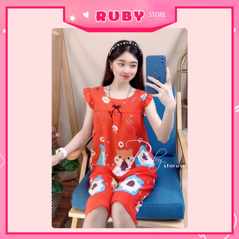 Đồ bộ nữ mặc nhà Họat Hình chất kate mềm mịn mát, họa tiết dễ thương Free Size Dưới 47KG ❤ Rubystorevn