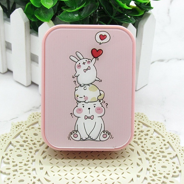 Khay Gương Đôi Gấu Cute - Case Đựng Lens